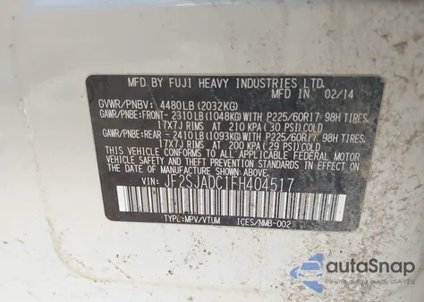 2015 Subaru Forester 2.5I Premium из США, поврежденный, VIN JF2SJADC1FH404517